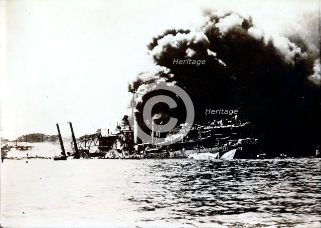 USS Shaw, attack on Pearl Harbor, December 7th, 1941. Creator: Unknown.