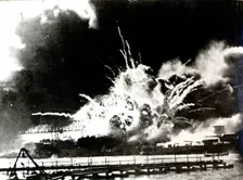 USS Shaw exploding during the attack on Pearl Harbour, Hawaii, World War II, 7 December 1941. Creator: Unknown