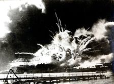 USS Shaw exploding during the attack on Pearl Harbour, Hawaii, World War II, 7 December 1941. Creator: Unknown