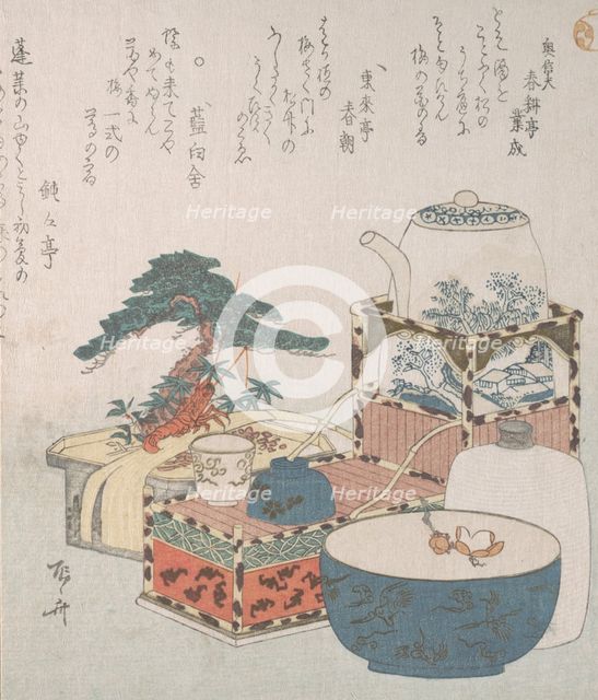 Utensils with Decorations for the New Year, 19th century., 19th century. Creator: Shinsai.