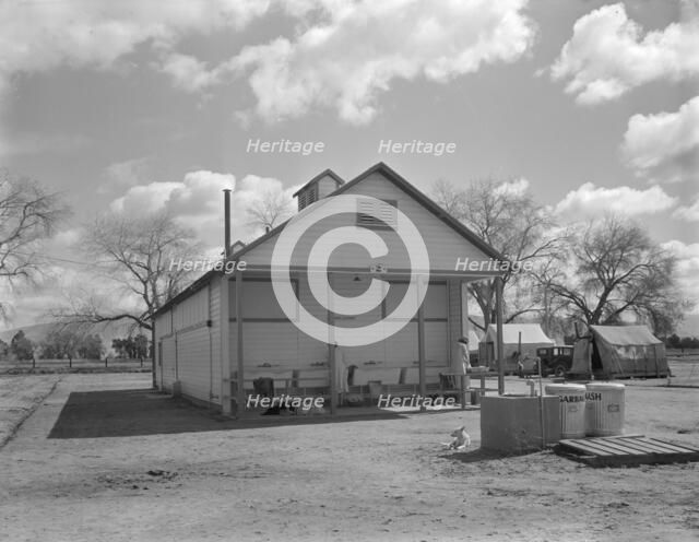 Utility units at Marysville resettlement camp, California, 1936. Creator: Dorothea Lange.