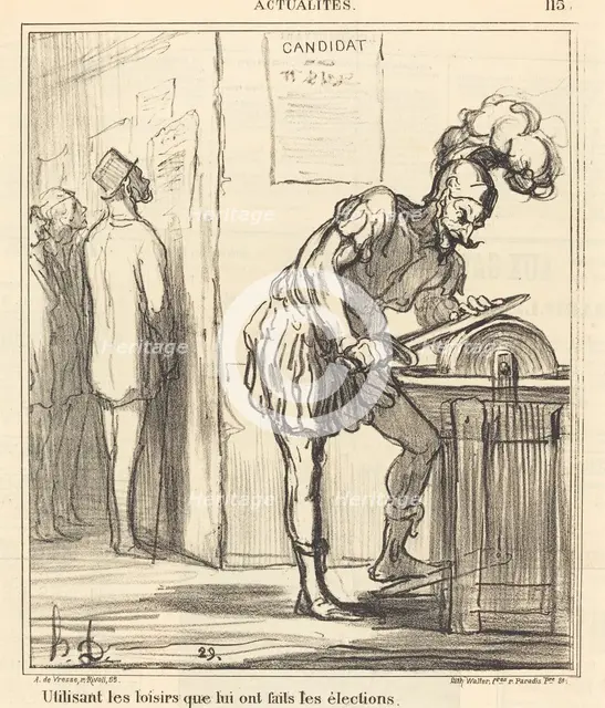 Utilisant les loisirs que lui ont faits les élections, 1869. Creator: Honore Daumier.
