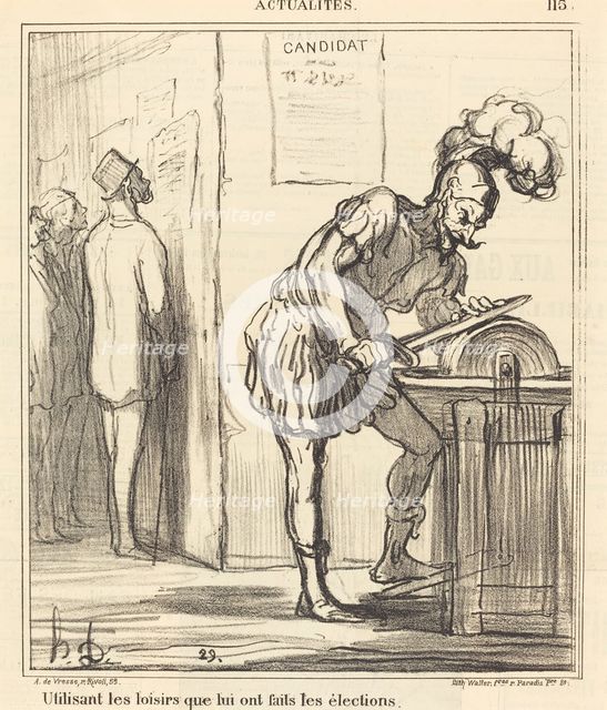 Utilisant les loisirs que lui ont faits les élections, 1869. Creator: Honore Daumier.
