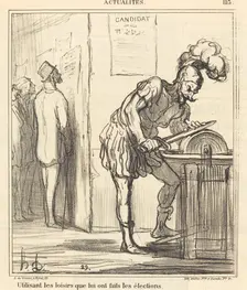 Utilisant les loisirs que lui ont faits les élections, 1869. Creator: Honore Daumier