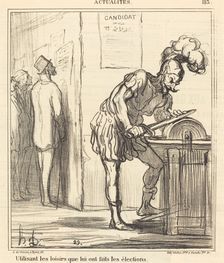 Utilisant les loisirs que lui ont faits les élections, 1869. Creator: Honore Daumier