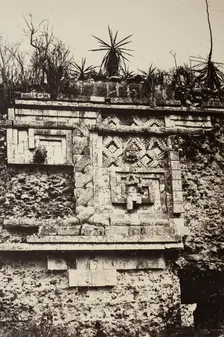 Uxmal, Indian Bas Relief, Nun's Palace (Uxmal, Bas Relief de l'Indien, Palais des Nonnes), 1860. Creator: Désiré Charnay