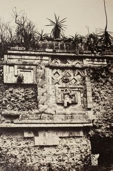 Uxmal, Indian Bas Relief, Nun's Palace (Uxmal, Bas Relief de l'Indien, Palais des Nonnes), 1860. Creator: Désiré Charnay