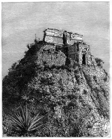 Uxmal, Pre-Columbian ruined city of the Mayan civilization, Yucatán, Mexico, 19th centArtist: T Taylor