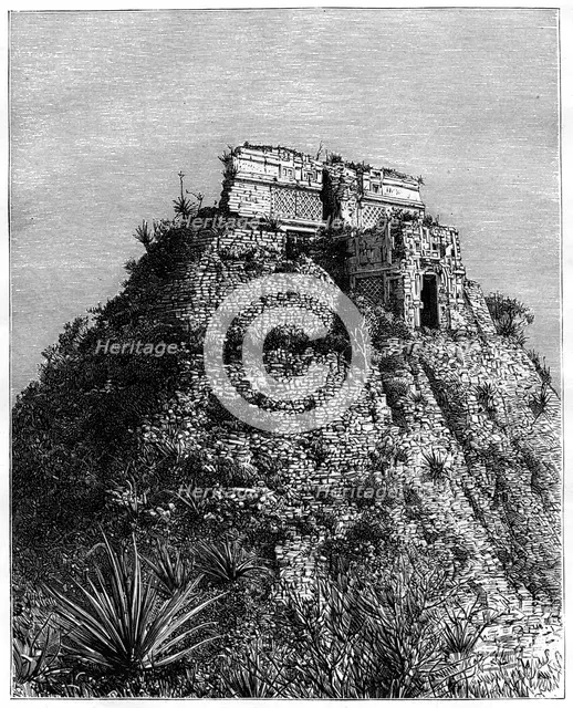 Uxmal, Pre-Columbian ruined city of the Mayan civilization, Yucatán, Mexico, 19th centArtist: T Taylor