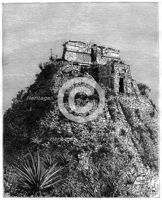 Uxmal, Pre-Columbian ruined city of the Mayan civilization, Yucatán, Mexico, 19th centArtist: T Taylor