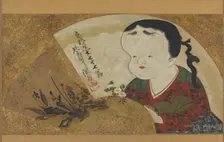Uzume (Okame) and flowers, 18th-19th century. Creator: Ogata Kenzan