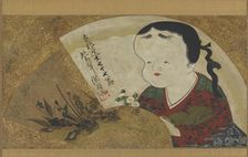 Uzume (Okame) and flowers, 18th-19th century. Creator: Ogata Kenzan