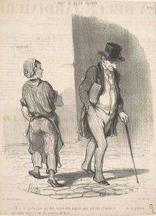V'la un particulier qui doit ...être inquiet ..., 19th century. Creator: Honore Daumier