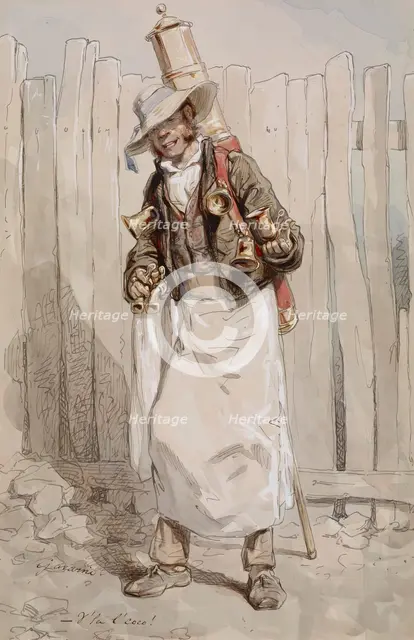 V'la l'coco: The Chocolate Vendor, 1855-1857. Creator: Paul Gavarni.