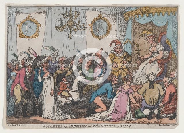 Votaries of Fashion in the Temple of Folly, August 25, 1808., August 25, 1808. Creator: Thomas Rowlandson.