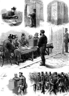 Vote by ballot: sketches at the Taunton Election, 1873. Creator: Unknown