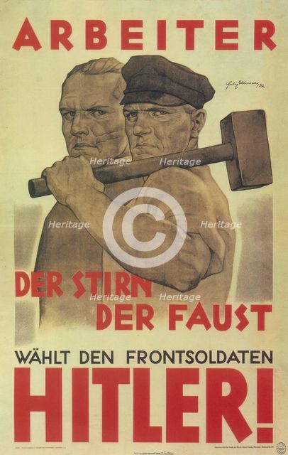 Vote for the front Soldier Hitler!, 1932. Artist: Albrecht, Felix (active 1932-1941)