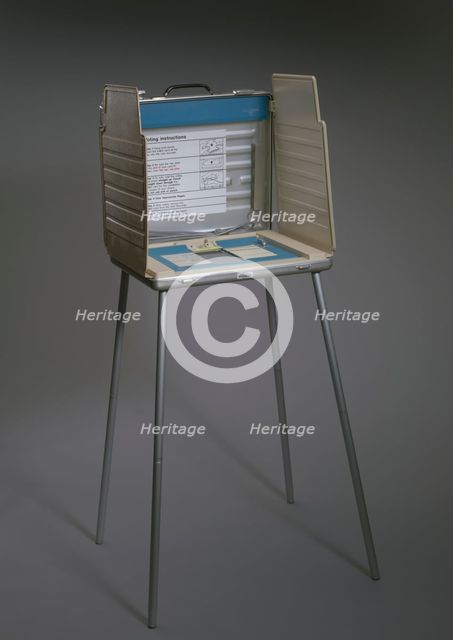 Voting machine used in the 2000 Presidential election, ca. 1990. Creator: Unknown.