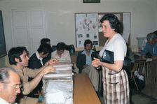 Voting at a polling station during the general elections of 1978