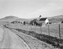 Voting farmers in Squaw Creek Valley, entering Ola, Gem County, Idaho, 1939. Creator: Dorothea Lange