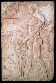 Votive relief of an athlete making a lustration, 2nd century