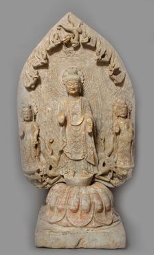 Votive Stele with Buddha and two Bodhisattvas, 534-550