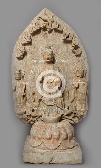 Votive Stele with Buddha and two Bodhisattvas, 534-550.