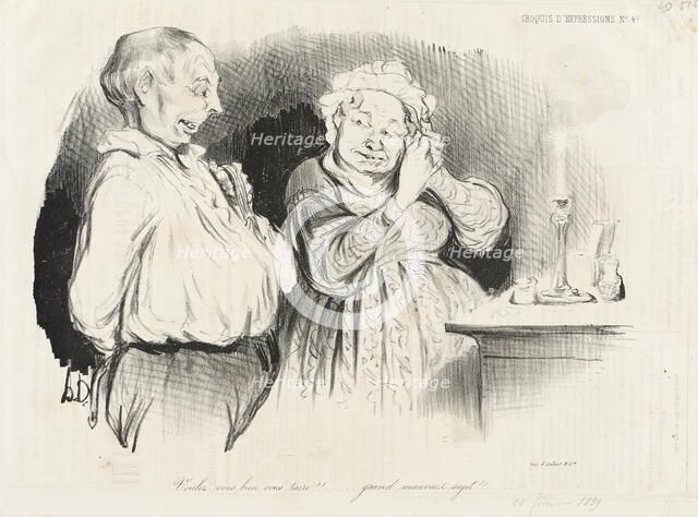 Voulez-vous bien vous taire!!..., 1839. Creator: Honore Daumier.
