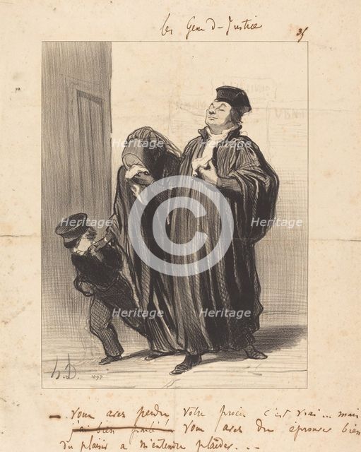 Vous avez perdu votre procès c'est vrai..., 1848. Creator: Honore Daumier.