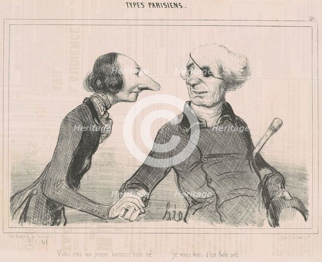 Vous êtes un jeune homme bien né!...je vous vois d'un bon oeil....., c1840. Creator: Honore Daumier.