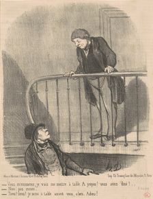 Vous m'excuserez: je vais me mettre a table ..., 19th century. Creator: Honore Daumier