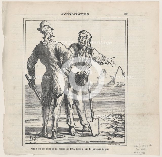 Vous n'avez pas besoin de me rappeler ses titres..., 1871. Creator: Honore Daumier.