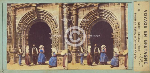 Voyage en Bretagne. Guimilleaux (Finistere) Portail de l'Eglise, et Costumes du pays., about 1860. Creator: Unknown.