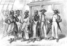 Voyage to the Gold Coast of Africa: negro visitors on board the Volta, 1874. Creator: Unknown