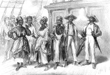 Voyage to the Gold Coast of Africa: negro visitors on board the Volta, 1874. Creator: Unknown