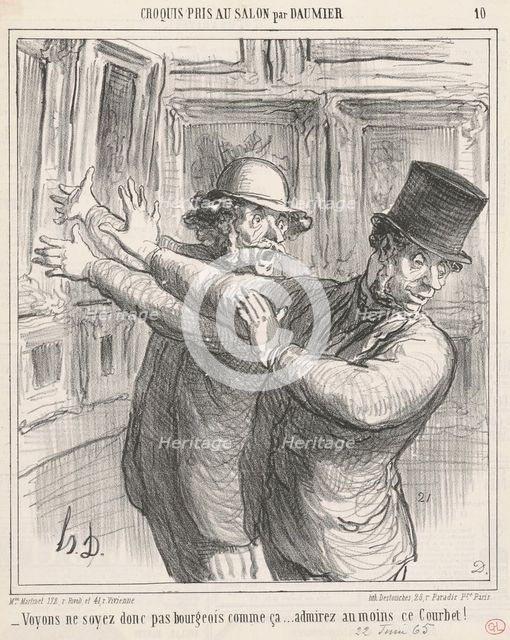 Voyons ... admirez au moins ce Courbet! ..., 19th century. Creator: Honore Daumier.