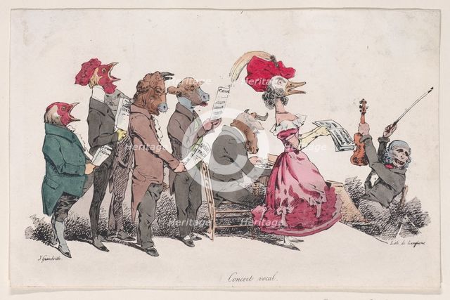 Vocal Concert from Metamorphoses of the Day, 1829. Creator: Pierre Langlumé.