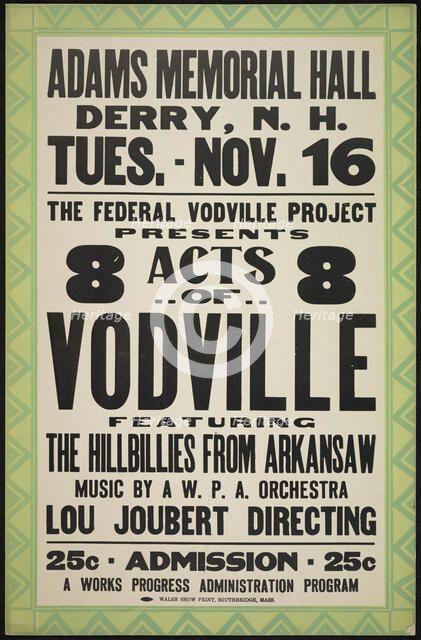 Vodville Show, Derry, NH, [193-]. Creator: Unknown.