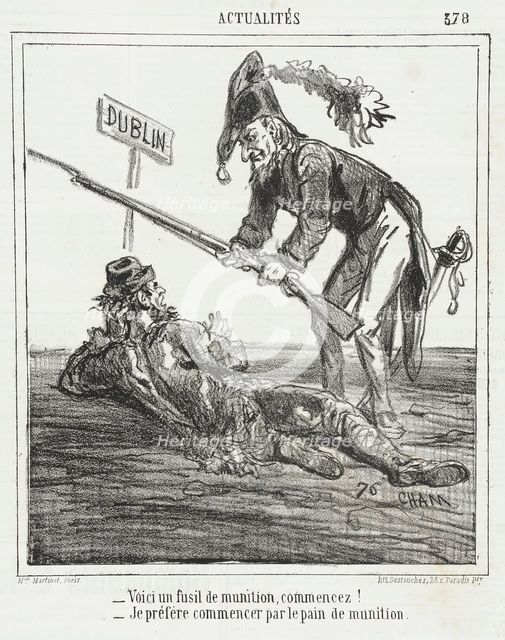 Voici un fusil de munition, commencez! -Je préfère commencer par le pain de munition, 1865. Creator: Cham.