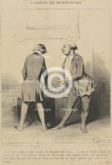 Voici votre comptre: Il vous revenait ..., 19th century. Creator: Honore Daumier.
