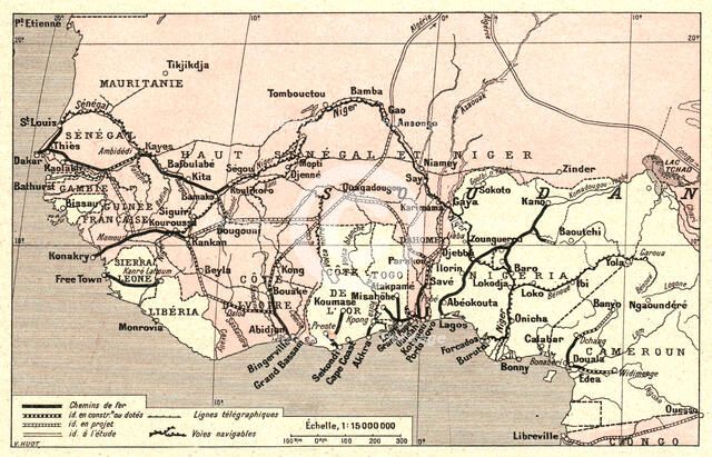 ''Voies de communication de l'Afrique occidentale francaise; L'Ouest Africain', 1914. Creator: Unknown.