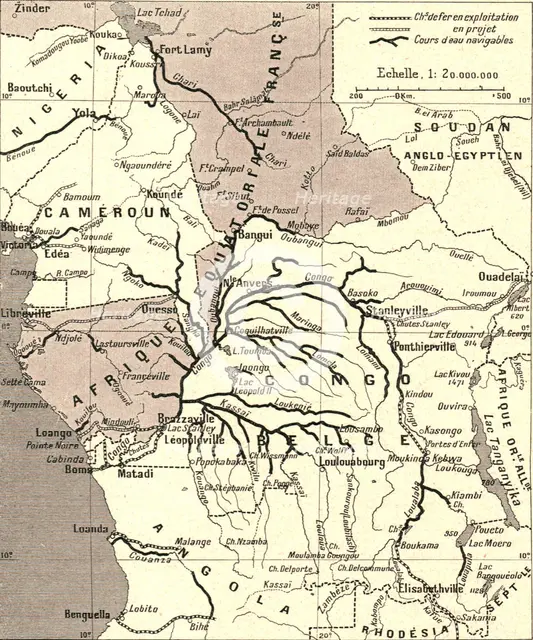 ''Voies de communication du bassin du Congo; L'Ouest Africain', 1914. Creator: Unknown.