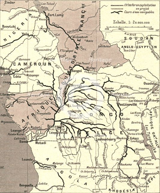 ''Voies de communication du bassin du Congo; L'Ouest Africain', 1914. Creator: Unknown.