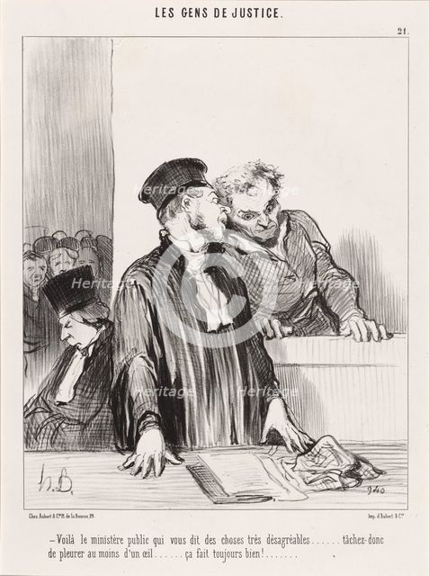 Voilà le ministère public qui vous dit des choses très désagréables..., 1846.  Creator: Honore Daumier.