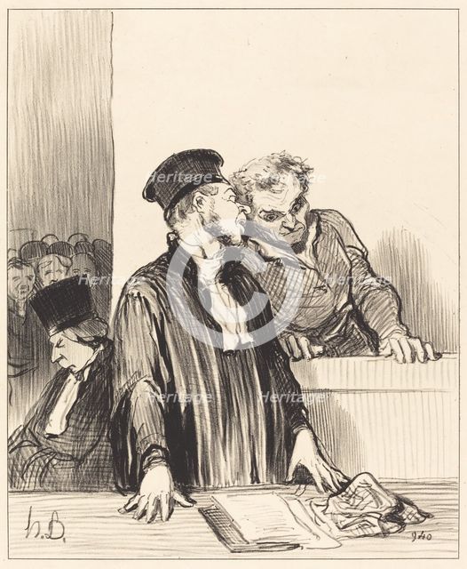 Voilà le ministère public qui vous dit des choses très désagréables..., 1846.  Creator: Honore Daumier.