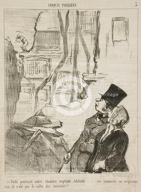 Voilà pourtant notre chambre nuptiale.., 1853. Creator: Honore Daumier.