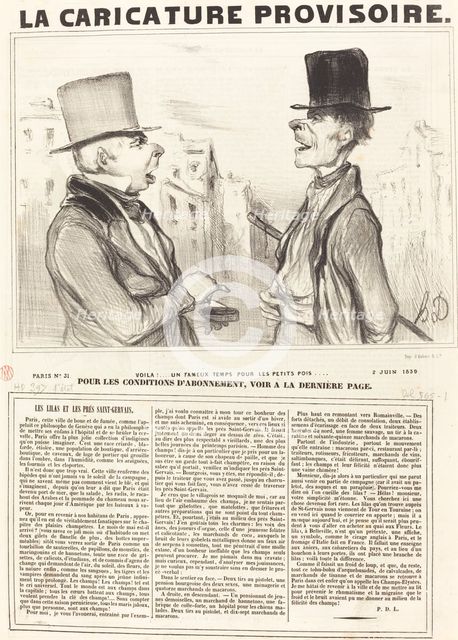 Voilà!... un fameux temps pour les petits pois..., 1839. Creator: Honore Daumier.
