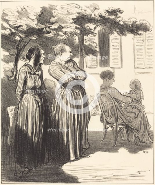 Voilà une femme qui , à l'heure solennelle où nous sommes..., 1848.  Creator: Honore Daumier.