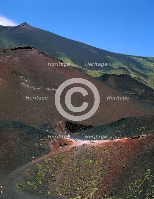 Volcanic cones, Mount Etna, Sicily, Italy. Creator: Peter Thompson.