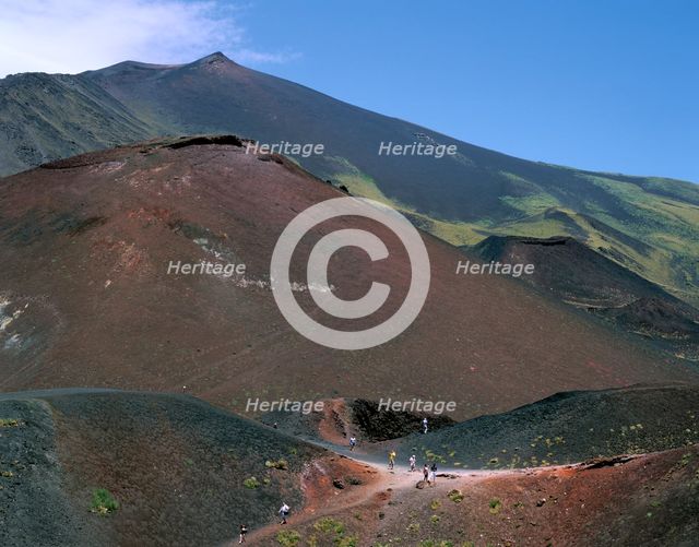 Volcanic cones, Mount Etna, Sicily, Italy. Creator: Peter Thompson.